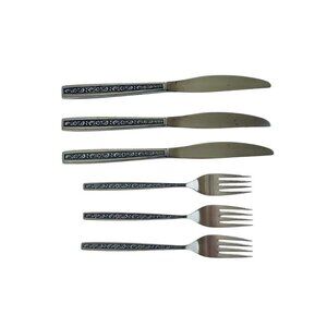 Vintage MCM Flatware Lot West Bend Stainless Fernwood Pattern 6 Pieces